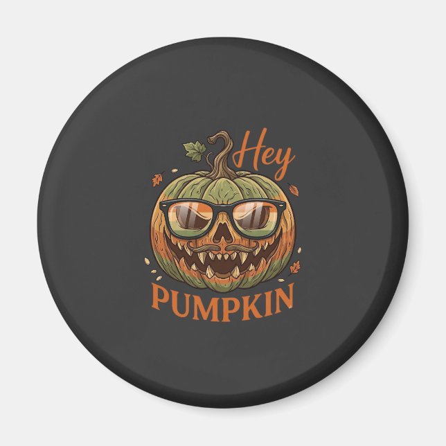 Hey Pumpkin Halloween Jack Lantern Glasses Mustach Magnet (Front)