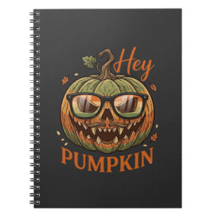 Hey Pumpkin Halloween Jack Lantern Glasses Mustach Notebook