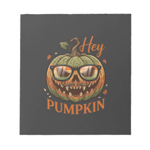 Hey Pumpkin Halloween Jack Lantern Glasses Mustach Notepad