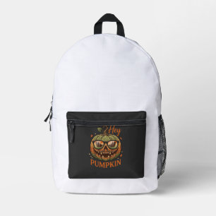 Hey Pumpkin Halloween Jack Lantern Glasses Mustach Printed Backpack