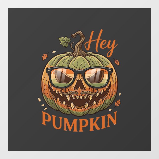 Hey Pumpkin Halloween Jack Lantern Glasses Mustach Window Cling (Sheet)