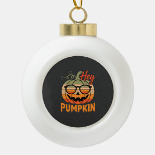 Hey Pumpkin Retro Halloween Sunglasses Ceramic Ball Christmas Ornament