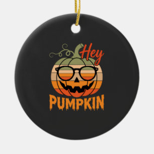 Hey Pumpkin Retro Halloween Sunglasses Ceramic Ornament