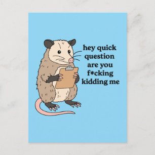 Hey quick question are you f*cking kidding me postcard