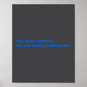 Hey Quick Question Are You Fcking Kidding Me Funny Poster
