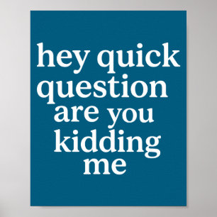 Hey quick question you kidding me funny relatable poster