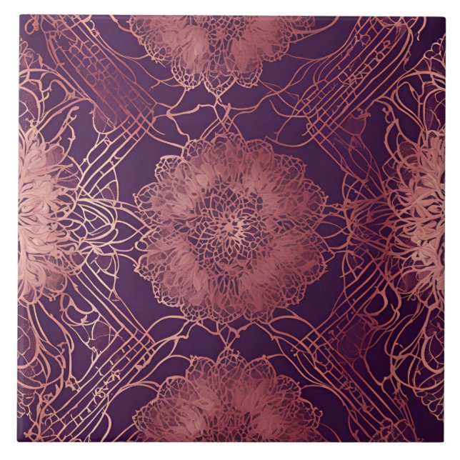Hey Rosegold Floral AI art  Tile (Front)