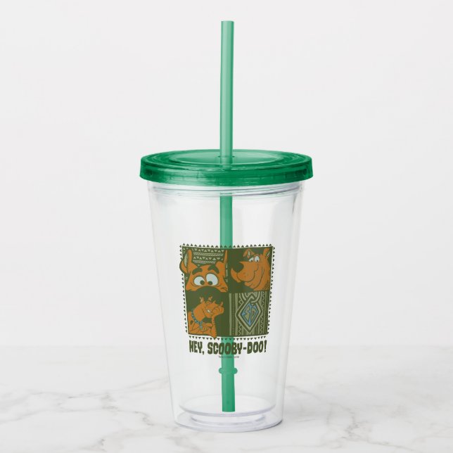 Hey Scooby-Doo Tribal Square Graphic Acrylic Tumbler (Front)