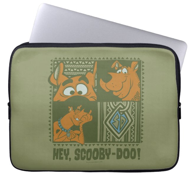 Hey Scooby-Doo Tribal Square Graphic Laptop Sleeve (Front)
