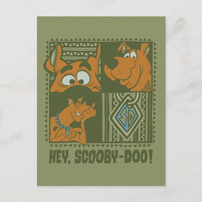 Hey Scooby-Doo Tribal Square Graphic Postcard (Front)