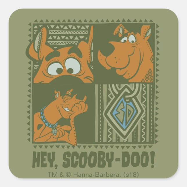 Hey Scooby-Doo Tribal Square Graphic Square Sticker (Front)