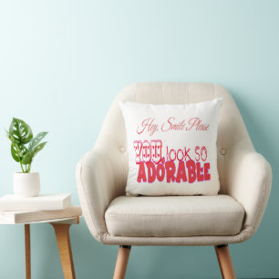 Hey smile please throw pillow