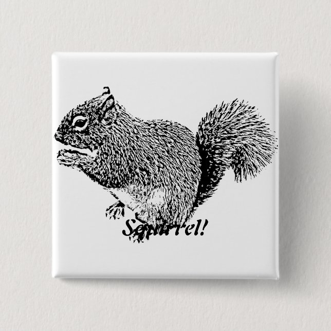 Hey Squirrel 2 Inch Square Button (Front)