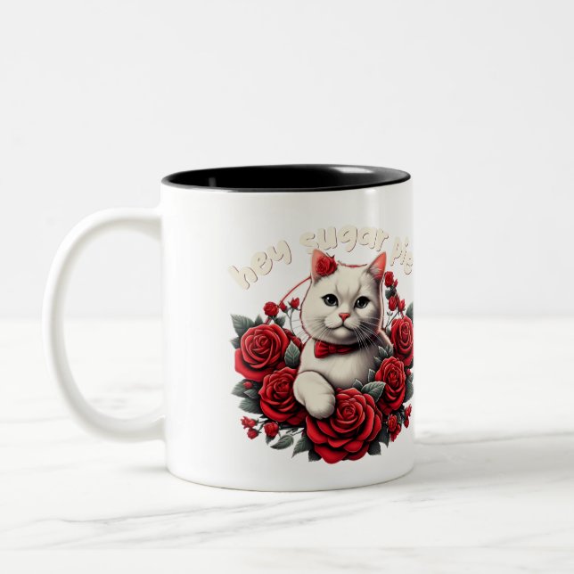 Hey Sugar Pie, Floral Cat Mug (Left)