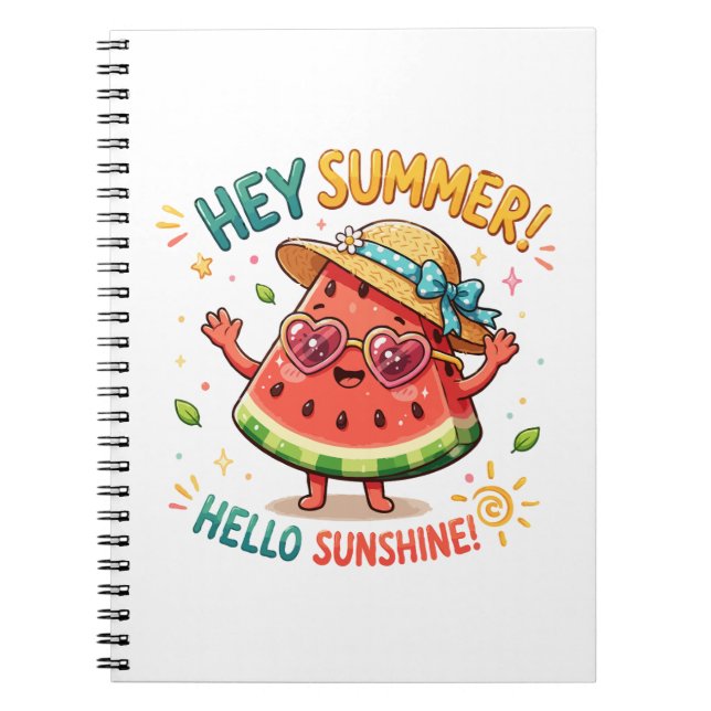 Hey Summer Hello Sunshine Watermelon Notebook (Front)