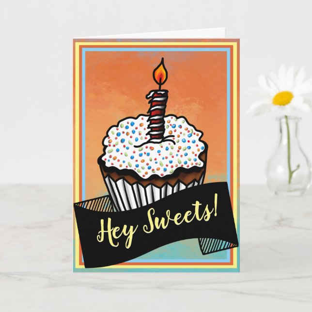 Hey Sweets, Happy Birthday Cupcake Card (Small Plant)