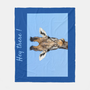 Hey there funny Giraffe photo with text Fleece Blanket