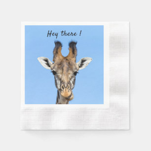 Hey there funny Giraffe photo with text Napkin