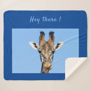 Hey there funny Giraffe photo with text Sherpa Blanket