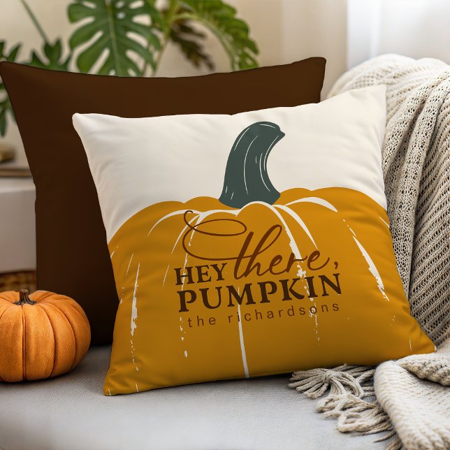 Hey There Pumpkin Personalized Fall Throw Pillow (Creator Uploaded)
