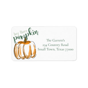 Hey There Pumpkin Thanksgiving Personalized Label