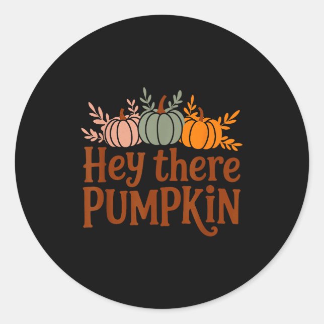 Hey There Pumpkin,trendy Fall Autumn Halloween Ret Classic Round Sticker (Front)