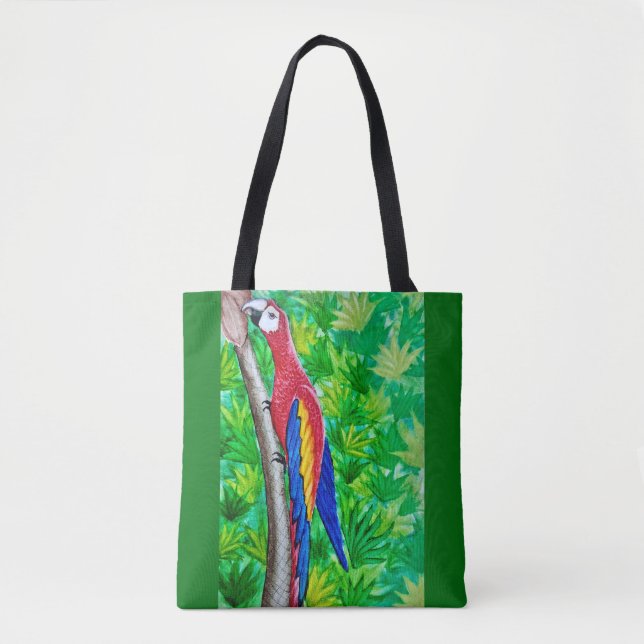 Hey, There’s a Scarlet Macaw in That Tree!  Tote Bag (Front)