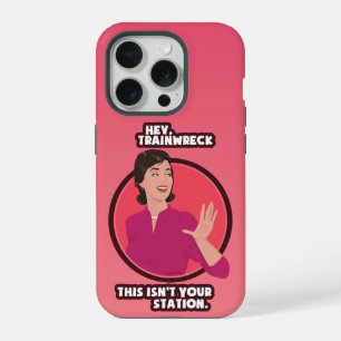 Hey Trainwreck! Pink gradient background.  iPhone 15 Pro Case
