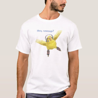 Hey Wassup Roller Skating Budgie with Headphones T-Shirt