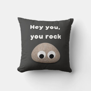 Hey you, you rock, rock with googly eyes pillow