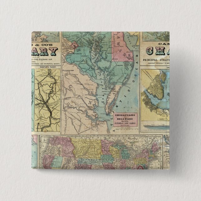 HH Lloyd Campaign Military Charts 2 Inch Square Button (Front)