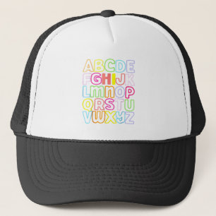 Hi Alphabet Back To School Pre K Kindergarten Teac Trucker Hat