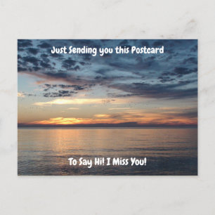 Hi and I miss you Sunset over the Cape Cod Beach Postcard