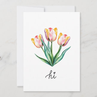 Hi — Carte de voeux pour tulipe d'aquarelle manusc