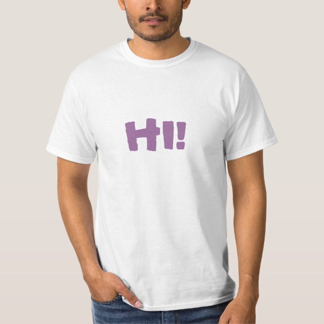 Hi! cartoon on front customizable t-shirt (Front)