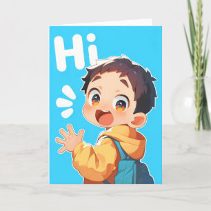 Hi Cute Boy Anime Holiday Card