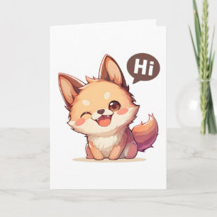 Hi Cute Dog Anime Holiday Card