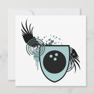 hi-fi bowling ball crest invitation