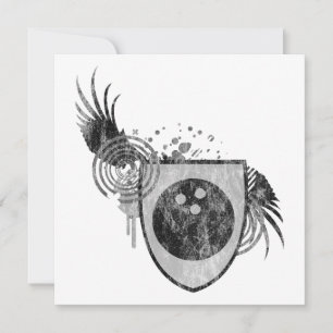 hi-fi bowling ball crest invitation