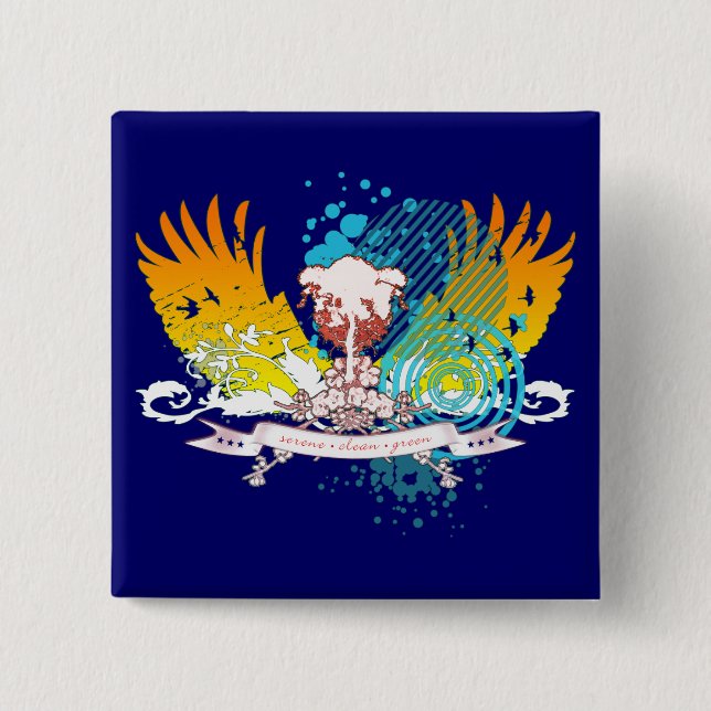 hi-fi tree. 2 inch square button (Front)