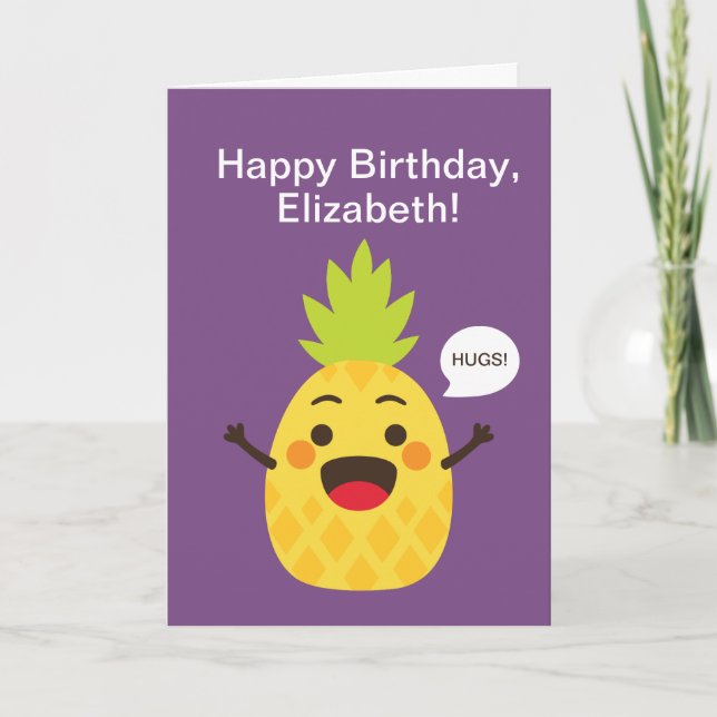 Hi Friends! Pineapple Illustration Card (Front)