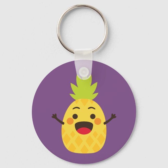 Hi Friends! Pineapple Illustration Keychain (Front)