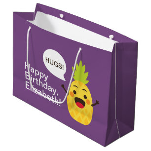 Hi Friends! Pineapple Illustration Large Gift Bag