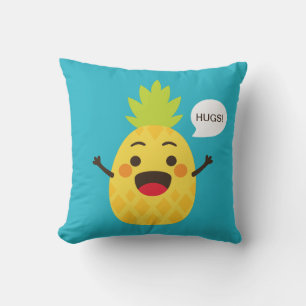 Hi Friends! Pineapple Illustration Throw Pillow