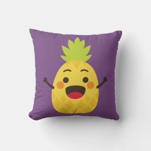 Hi Friends! Pineapple Illustration Throw Pillow