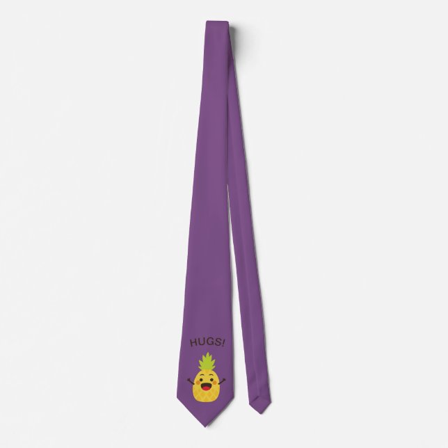 Hi Friends! Pineapple Illustration Tie (Front)