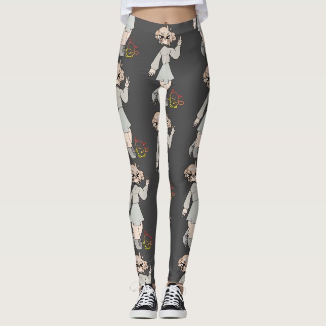 Hi Girl Baby Cute Drawing Leggings (Front)