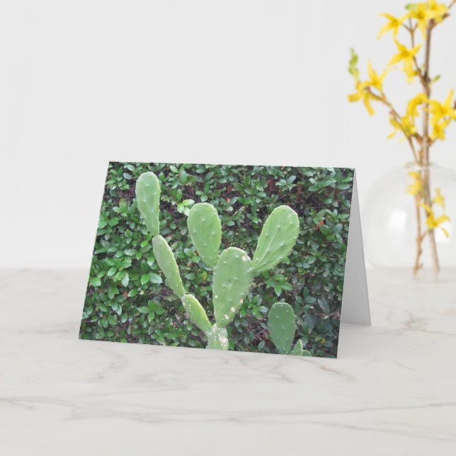 "Hi!" Greetings from a cute Cactus or Mouse? Card (Yellow Flower)
