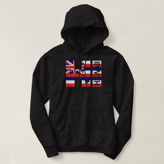 HI Hawaii Islands Hawaiian Flag Beach  Hoodie (Design Front)