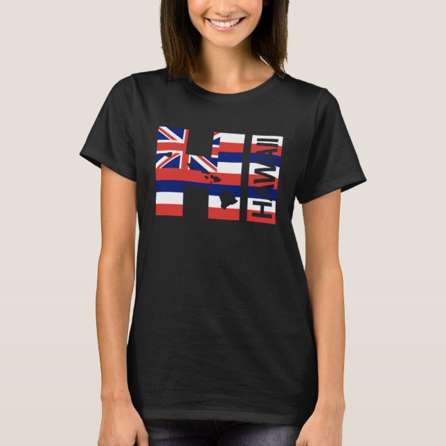 HI Hawaii Islands Hawaiian Flag Beach T-Shirt (Front)